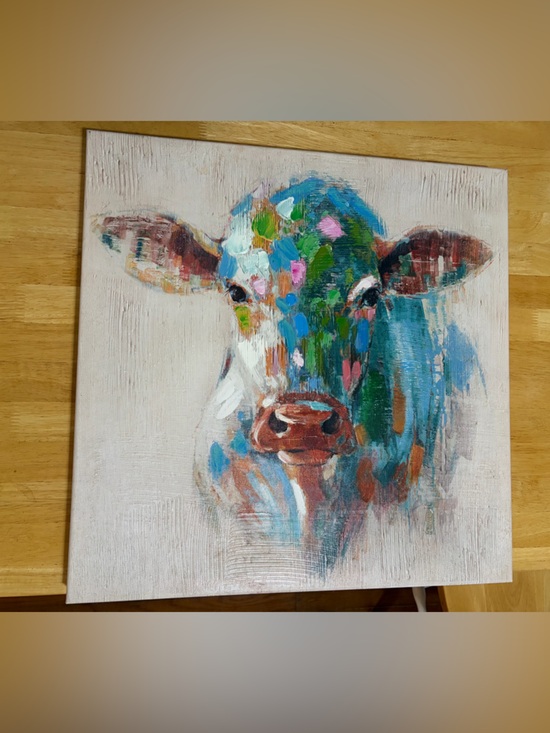 Other - Colorful Abstract Cow Canvas Art - Multicolor